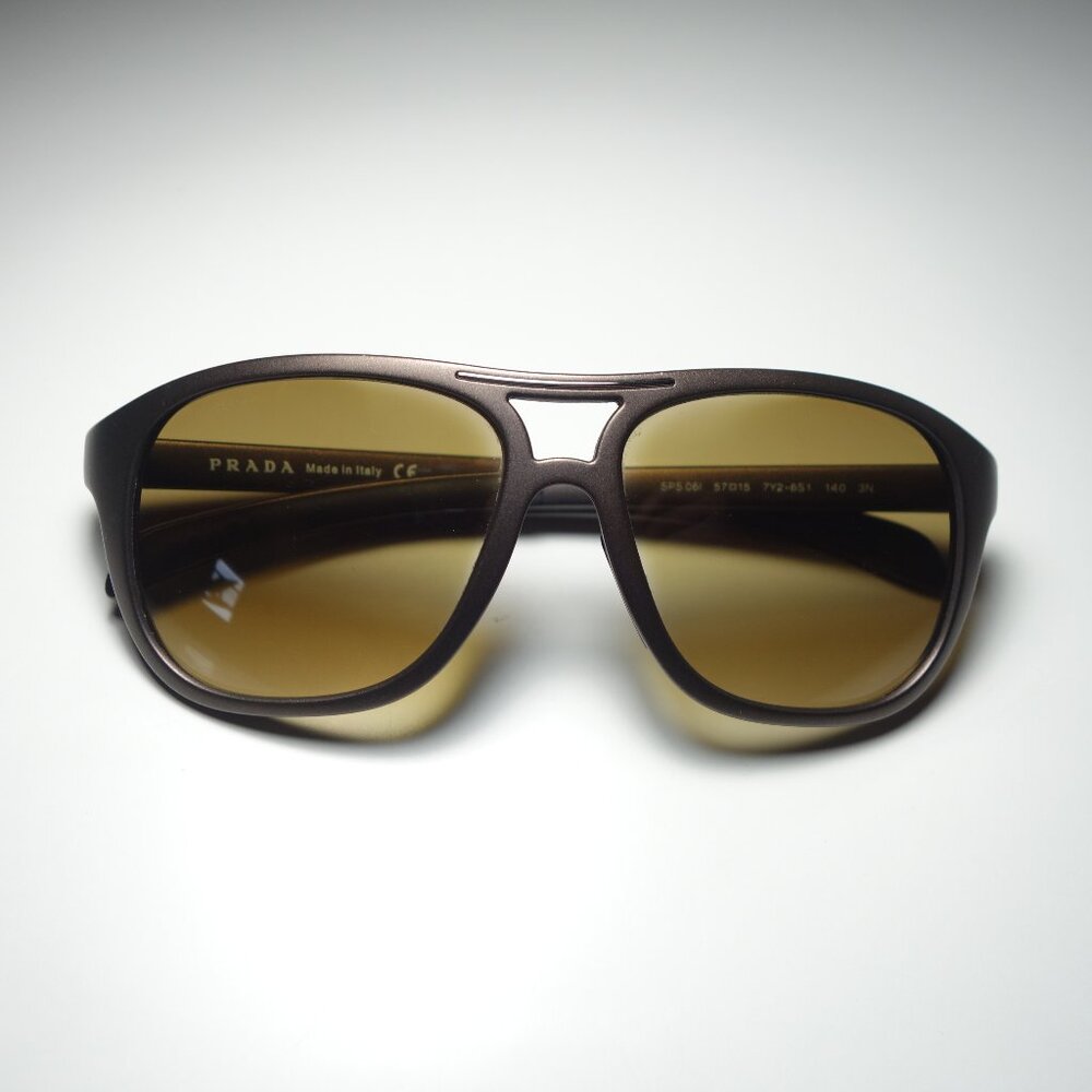 Vintage Prada Linea Rossa Copper-Brown Sunglasses Made In Italy w/ Brown Lenses